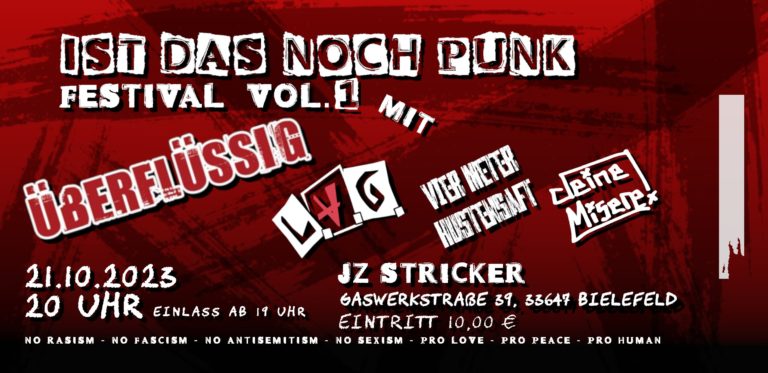 Konzertbericht “ Ist das noch Punk“ Festival mit Deine Misere, LAG, 4 MHS und Überflüssig [ ROCK | PUNK | TRASHPOP]