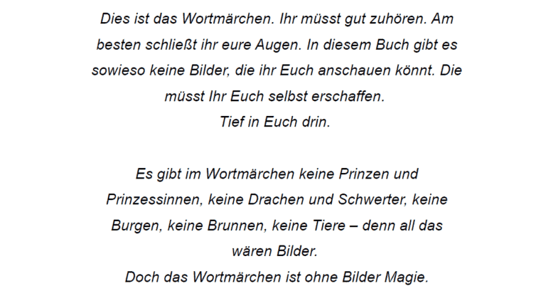 Text aus "Das Wortmärchen"
